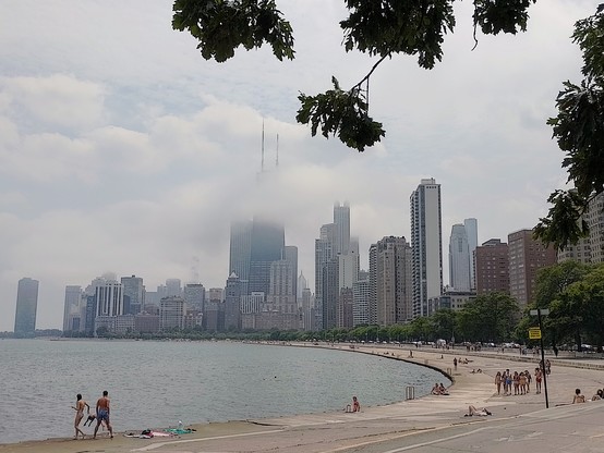 Hot and muggy Chicago waterfront skyline.