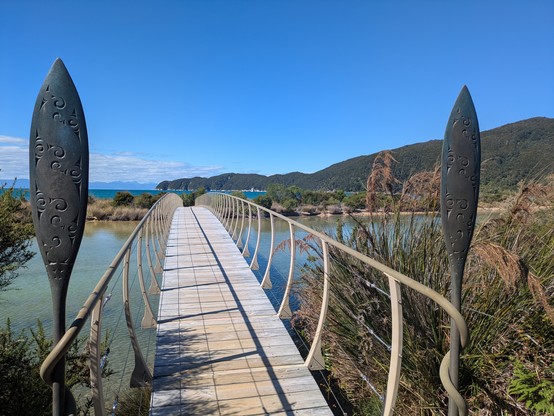 Bridge over estuary in Onetahuti Bay