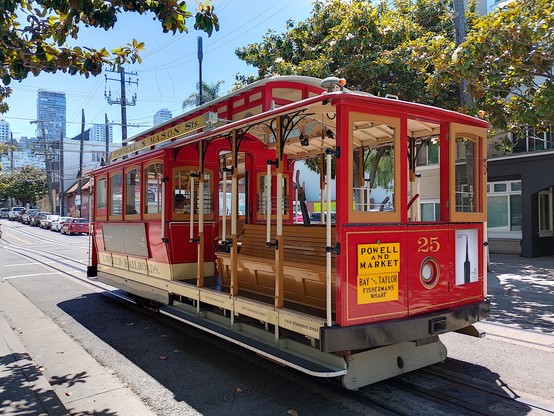 An empty cable car.