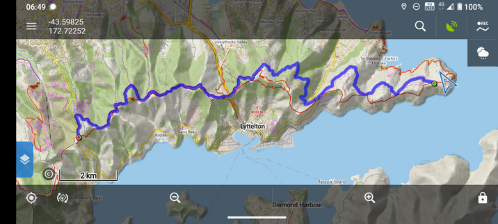 The route from Godley Head to Sign of the Kiwi.
