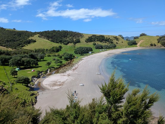 View of the campsite from the track over the hill
