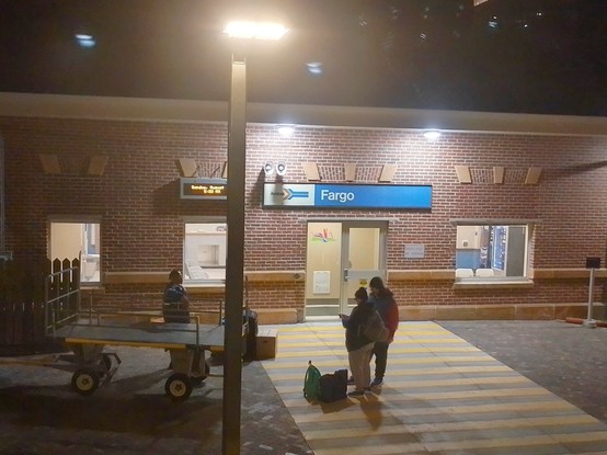 A bleary stop at Fargo in the early hours of this morning.