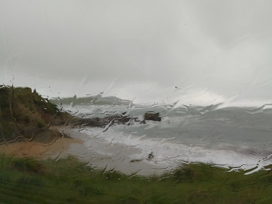 Rain on the windshield near Cosy Nook.