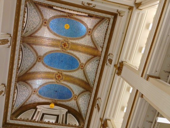 Tiffany Favrile glass ceiling in Macy's.