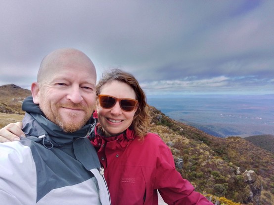 Us with a view back toward Tuatapere.