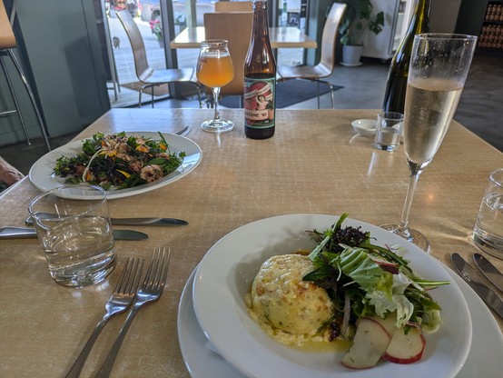 Cheese Souffle and bubbles