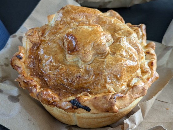 A braised pork belly pie.