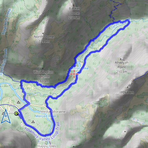 Yosemite Valley loop including Mirror Lake.