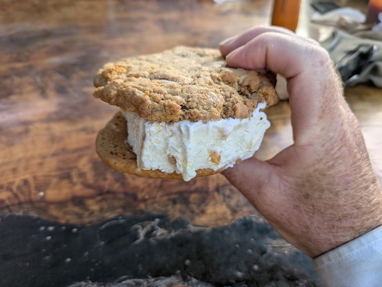 A ridiculous ice cream cookie. Delicious but I feel sick just looking at the pic