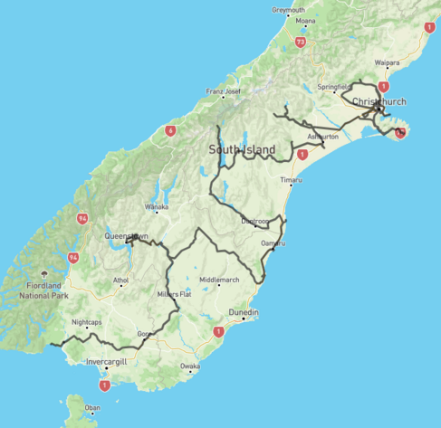 Map of our route for October. 2248km.