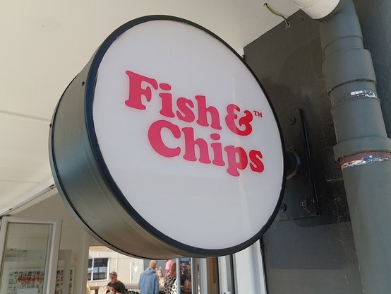 Leigh Eats fish and chips.