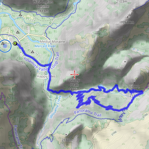 Mist Trail and John Muir Trail including Vernal Falls and Nevada Falls.