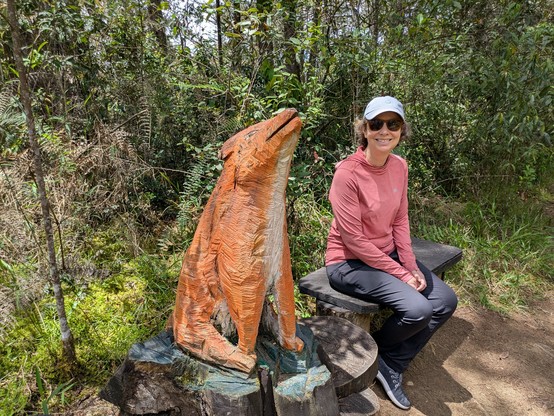 Sally and fox(?) statue in Parque Arví.
