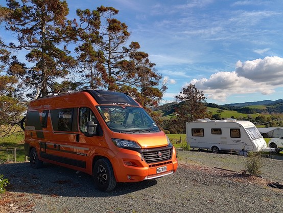Our accommodation for the night. Level gravel parks for self contained vehicles.