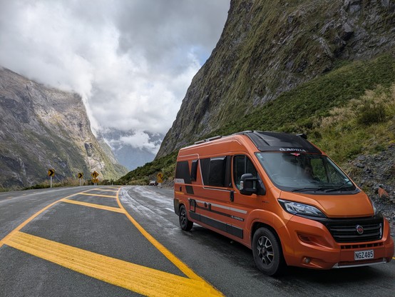 The van at Homer Tunnel. Very similar to the shot at Honester Pass in the Lake District
