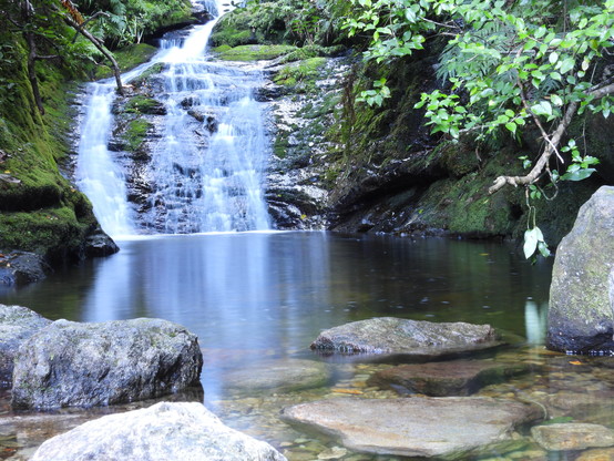 A long exposure of a waterfall on the walk up
