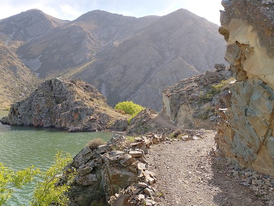 A section of the track where they've had to blast rock. Nice!