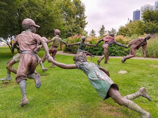 Crack the whip sculpture.