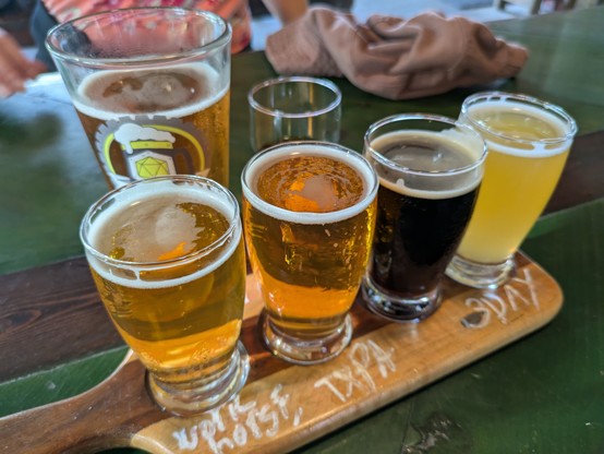 Our initial tasting paddle