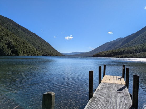 The view from Coldwater Hut at the far end of the lake