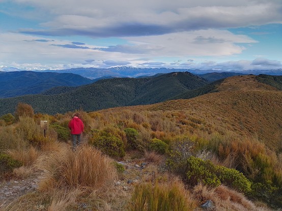 Sally heading along the ridge after the summit.
