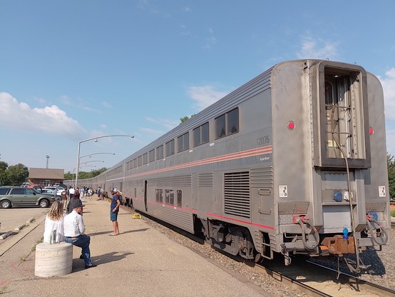 A view of the Empire Builder train from the rear.