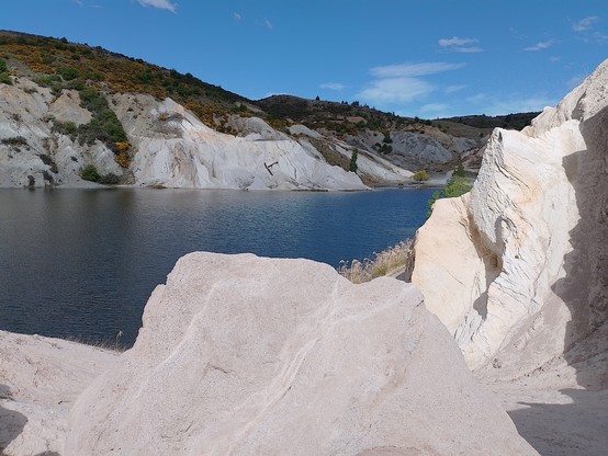 Eroded cliffs by the lake.