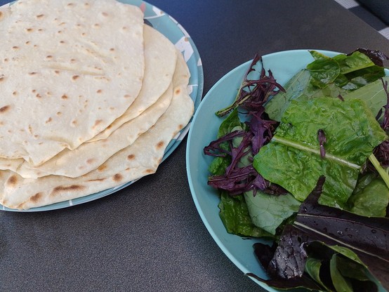 Fresh salad and van-made tortillas.