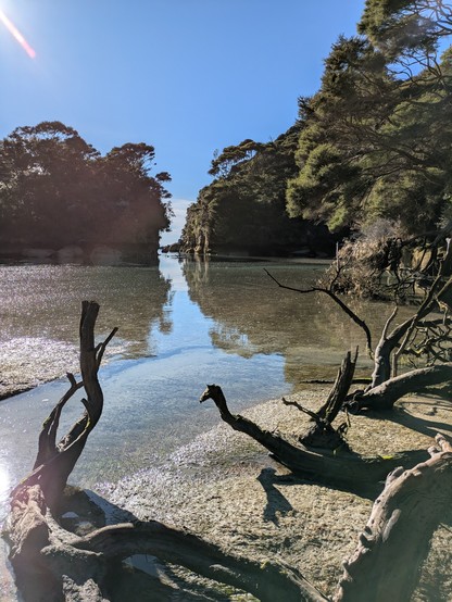 Looking back out of the entrance to the bay as the tide came in.