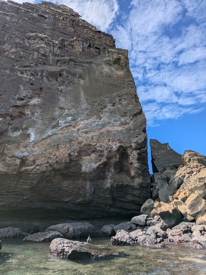 Two penguins beneath Pinnacle Rock. https://en.m.wikipedia.org/wiki/Pinnacle_Rock_(Gal%C3%A1pagos)