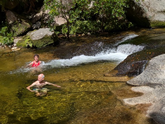 Ally and John swimming at Cleopatra's Pool