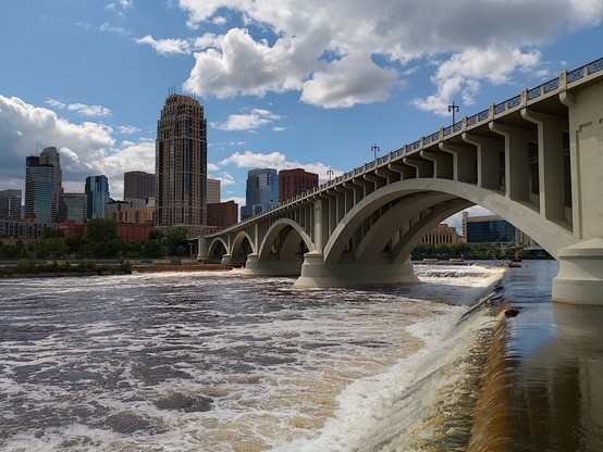 View upstream from the falls from the water power park.