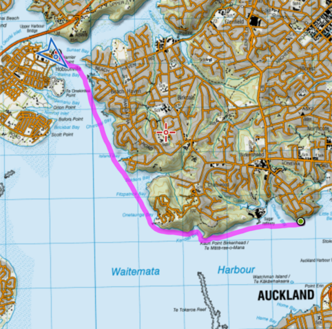 Route of the paddle hugging the coast.