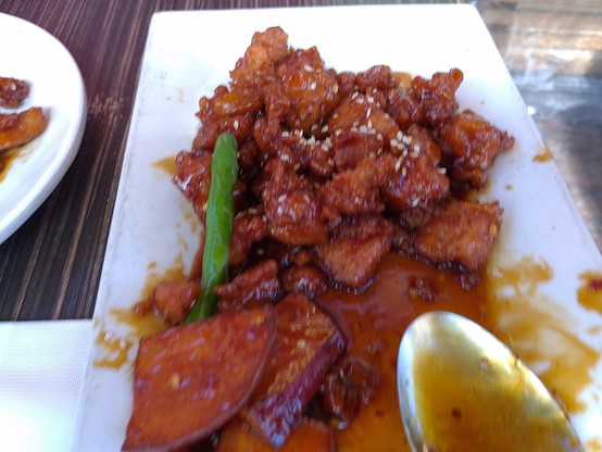 The signature sesame chicken dish. Deliciously sticky.