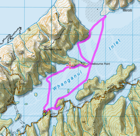 10.5km paddle at high tide in the Whanganui Inlet