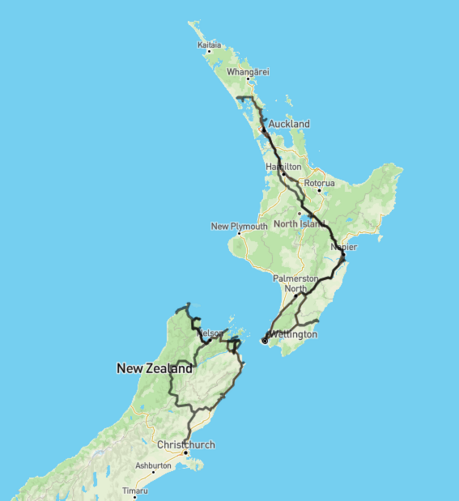 Map of our route for February/March.